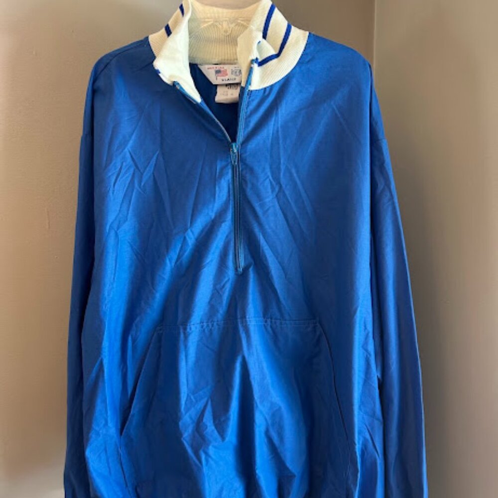 Vintage MBA Blue White 1/4 Zip Lightweight Windbreaker Pullover Size X-Large